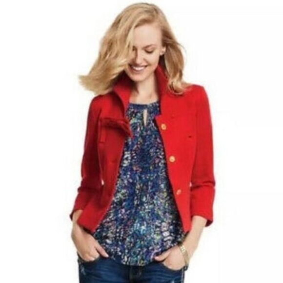 Cabi Red Beau Bow Business Blazer with Gold Button Size: 6 - Picture 1 of 15